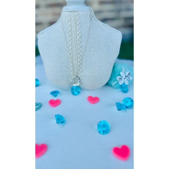 16” Tiffany Co. Open Heart Necklace in Silver, 27mm, Medium - Picture 1 of 5